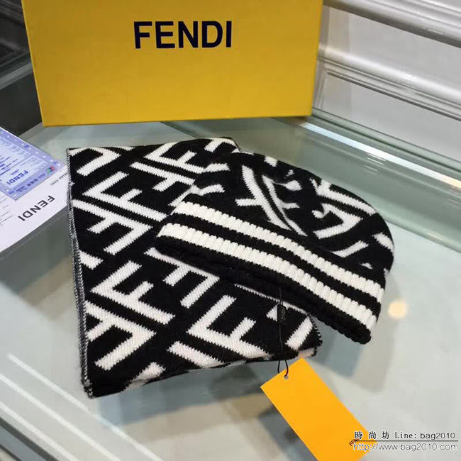 FENDI芬迪 原單 官網最新羊毛針織帽子圍巾套裝 男女同款 LLWJ6216
